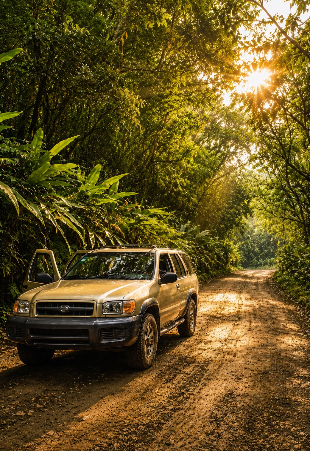 4x4 Vintage Voyager sur une piste dans la jungle au Costa Rica
